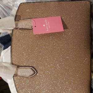 NEW Kate Spade Rose Gold Glitter Tinsel K9337 Satchel Crossbody Bag NWT $329